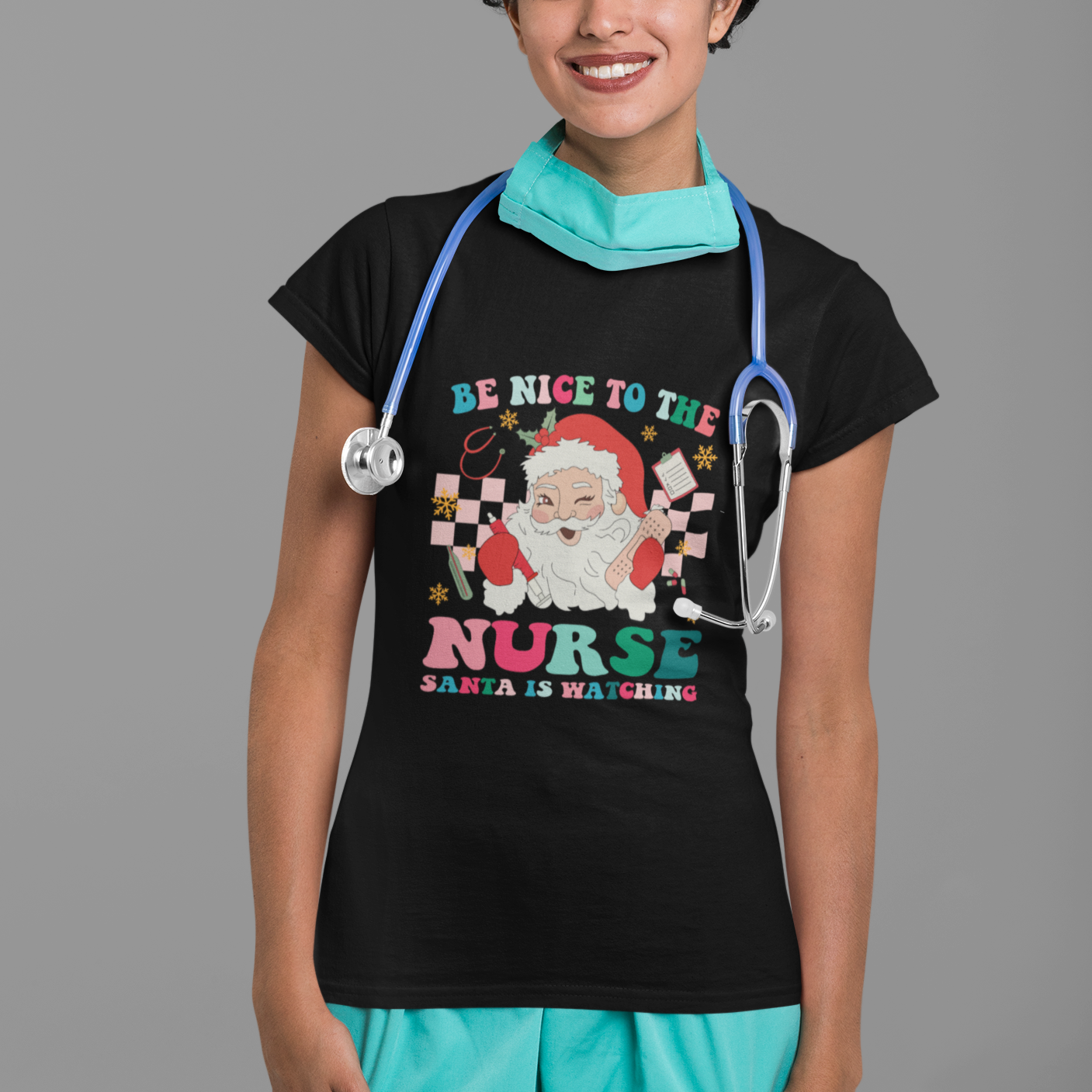 be-nice-to-the-nurse-santa-is-watching-christmas-t-shirt