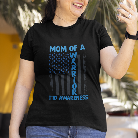 blue-american-flag-mom-of-a-warrior-t1d-awareness-t-shirt