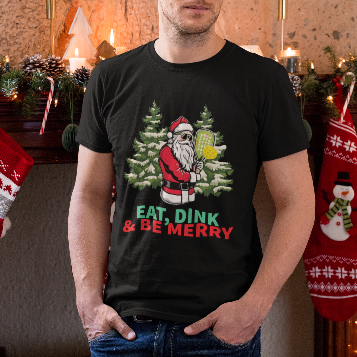christmas-sport-t-shirt-eat-dink-be-merry-santa-claus-pickleball