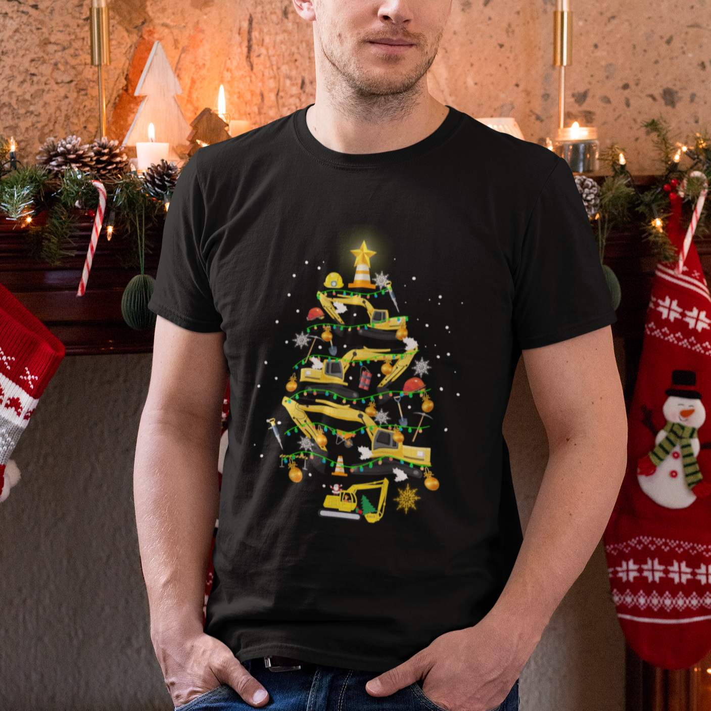 santa-reindeer-riding-monster-truck-christmas-tree-t-shirt