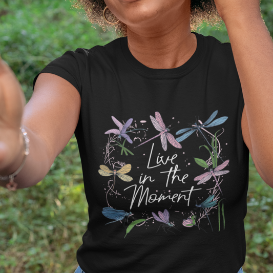live-in-moment-inspirational-quote-dragonfly-lover-t-shirt-dragonflies-floral-tee-dragonfly-gift-insect-lover-shirt-springtime-shirt-t-shirt-ts02