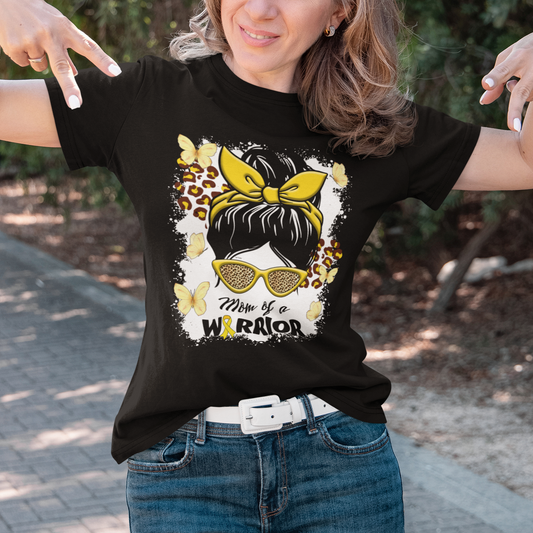 chilhood-cancer-awareness-t-shirt-mom-of-a-warrior-messy-bun-gold-ribbon-support-squad