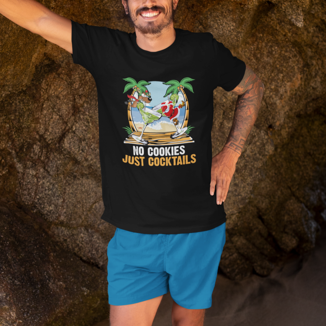 no-cookies-just-cocktails-drunk-santa-reindeer-summer-christmas-t-shirt