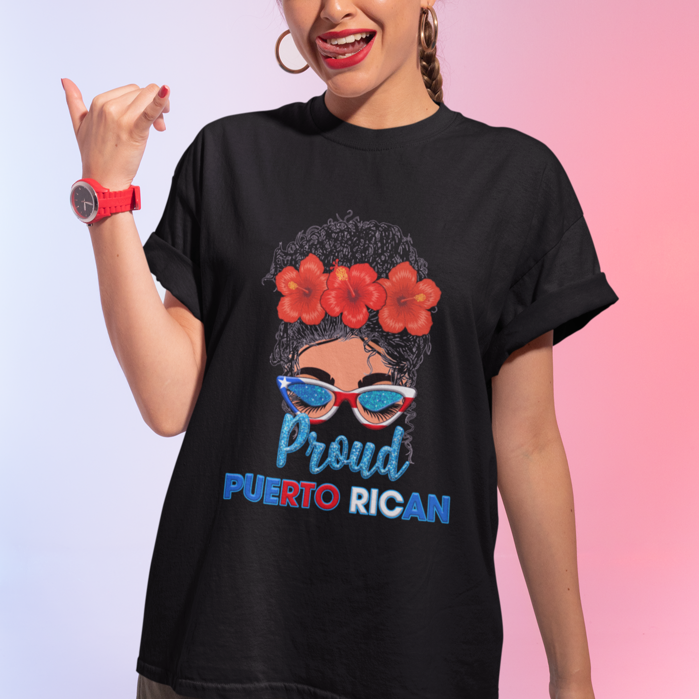 puerto-rico-t-shirt-proud-puerto-rican-women-puerto-rico-flag-messy-bun-boricua