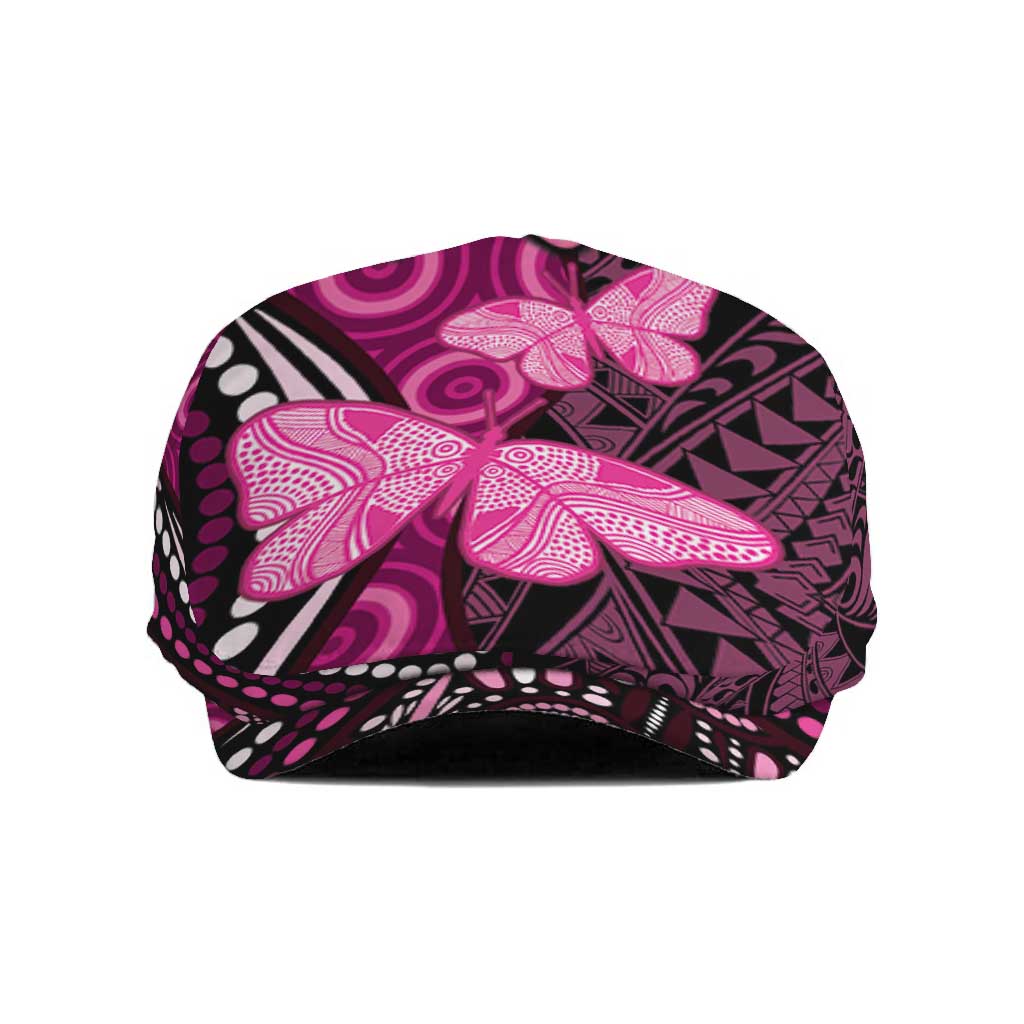 Think Pink Breast Cancer Support Jeff Hat Butterfly Aboriginal Mix Polynesian Pattern