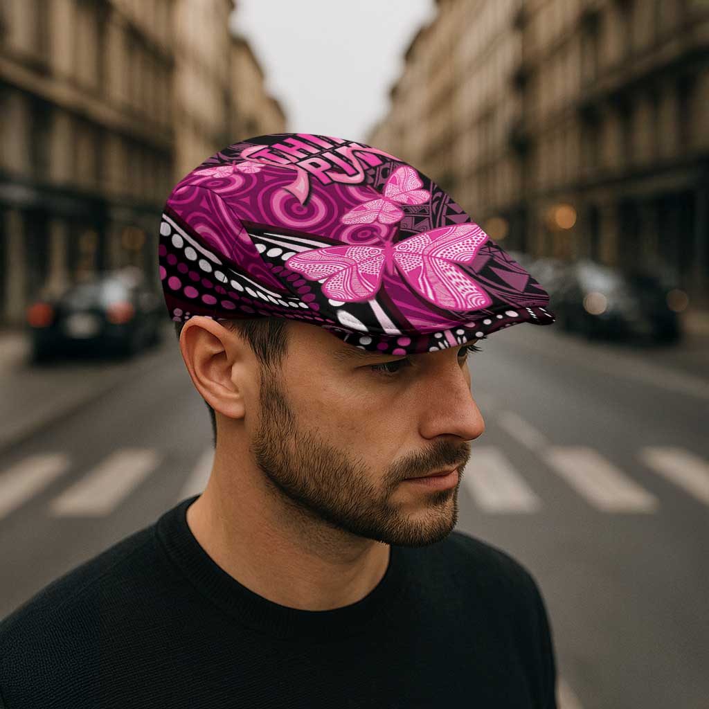Think Pink Breast Cancer Support Jeff Hat Butterfly Aboriginal Mix Polynesian Pattern