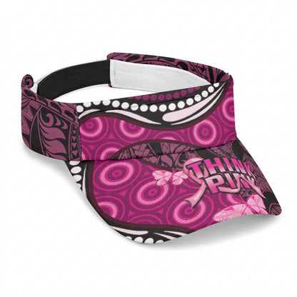 Think Pink Breast Cancer Support Sun Visor Cap Butterfly Aboriginal Mix Polynesian Pattern