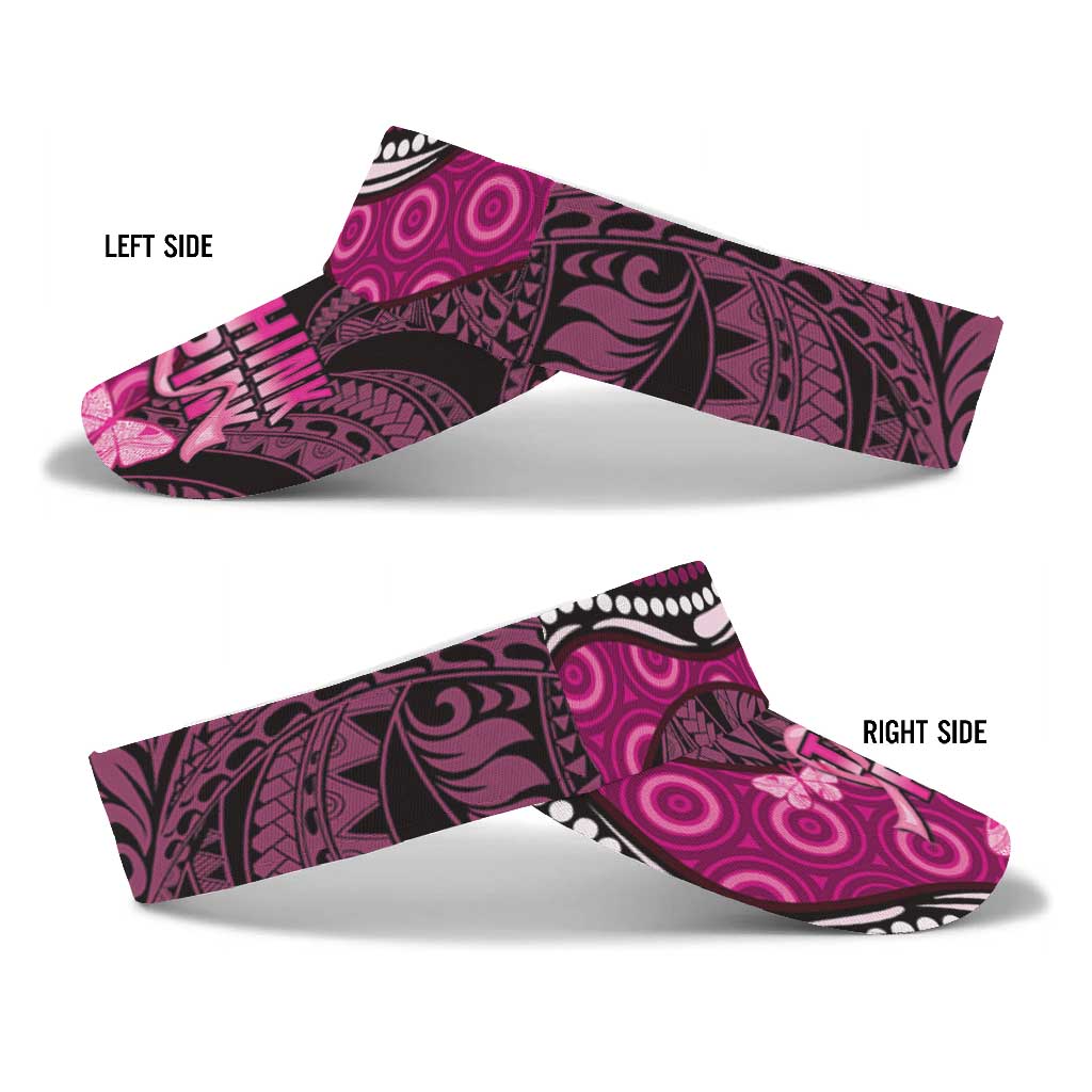 Think Pink Breast Cancer Support Sun Visor Cap Butterfly Aboriginal Mix Polynesian Pattern