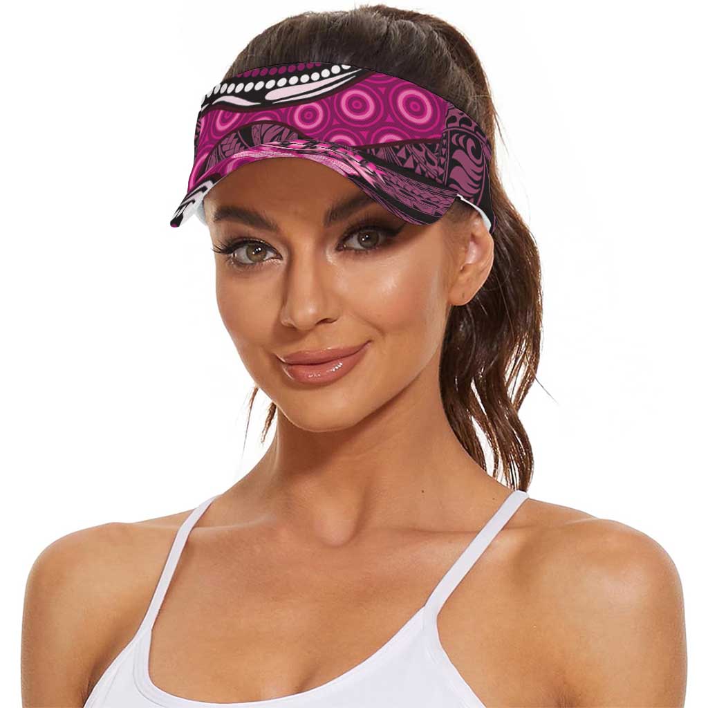 Think Pink Breast Cancer Support Sun Visor Cap Butterfly Aboriginal Mix Polynesian Pattern