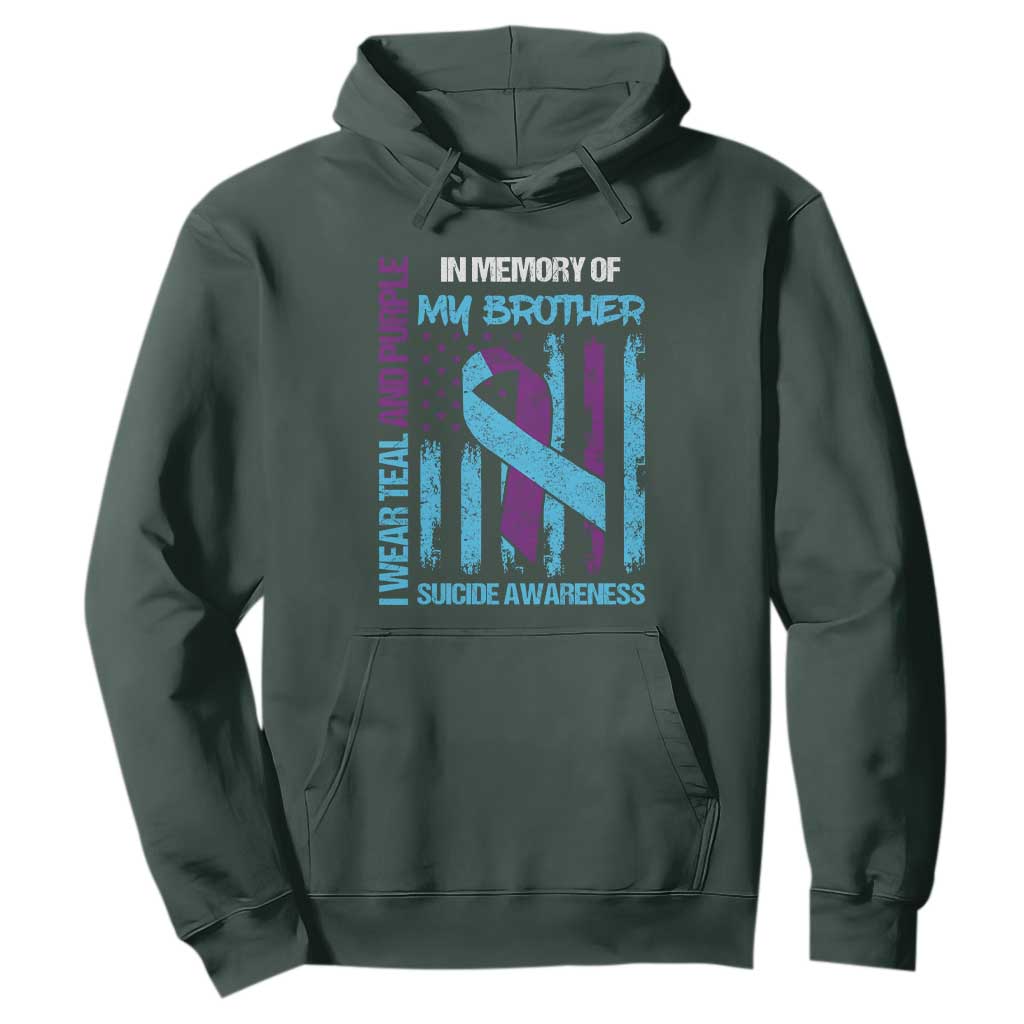 Suicide Prevention Support Hoodie Teal and Purple Ribbon for Brother