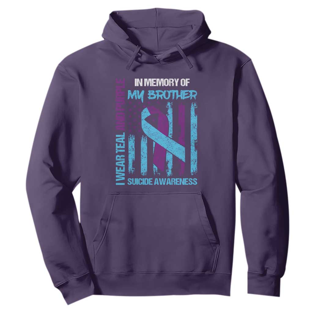 Suicide Prevention Support Hoodie Teal and Purple Ribbon for Brother