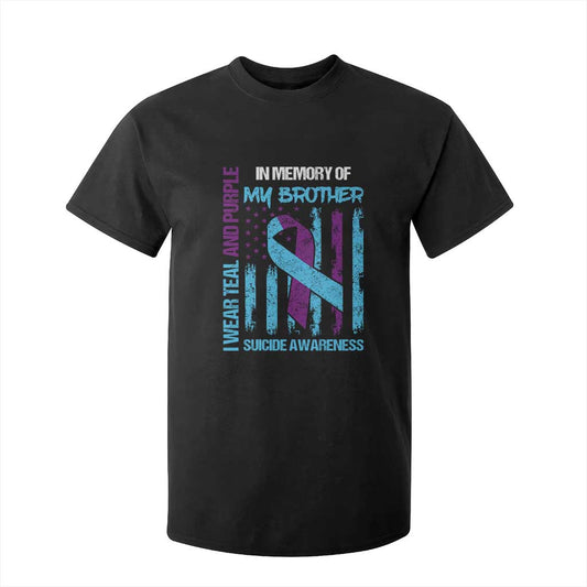 Suicide Prevention Support T Shirt For Kid Teal and Purple Ribbon for Brother