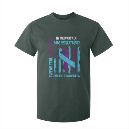 Suicide Prevention Support T Shirt For Kid Teal and Purple Ribbon for Brother