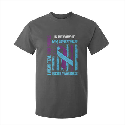 Suicide Prevention Support T Shirt For Kid Teal and Purple Ribbon for Brother