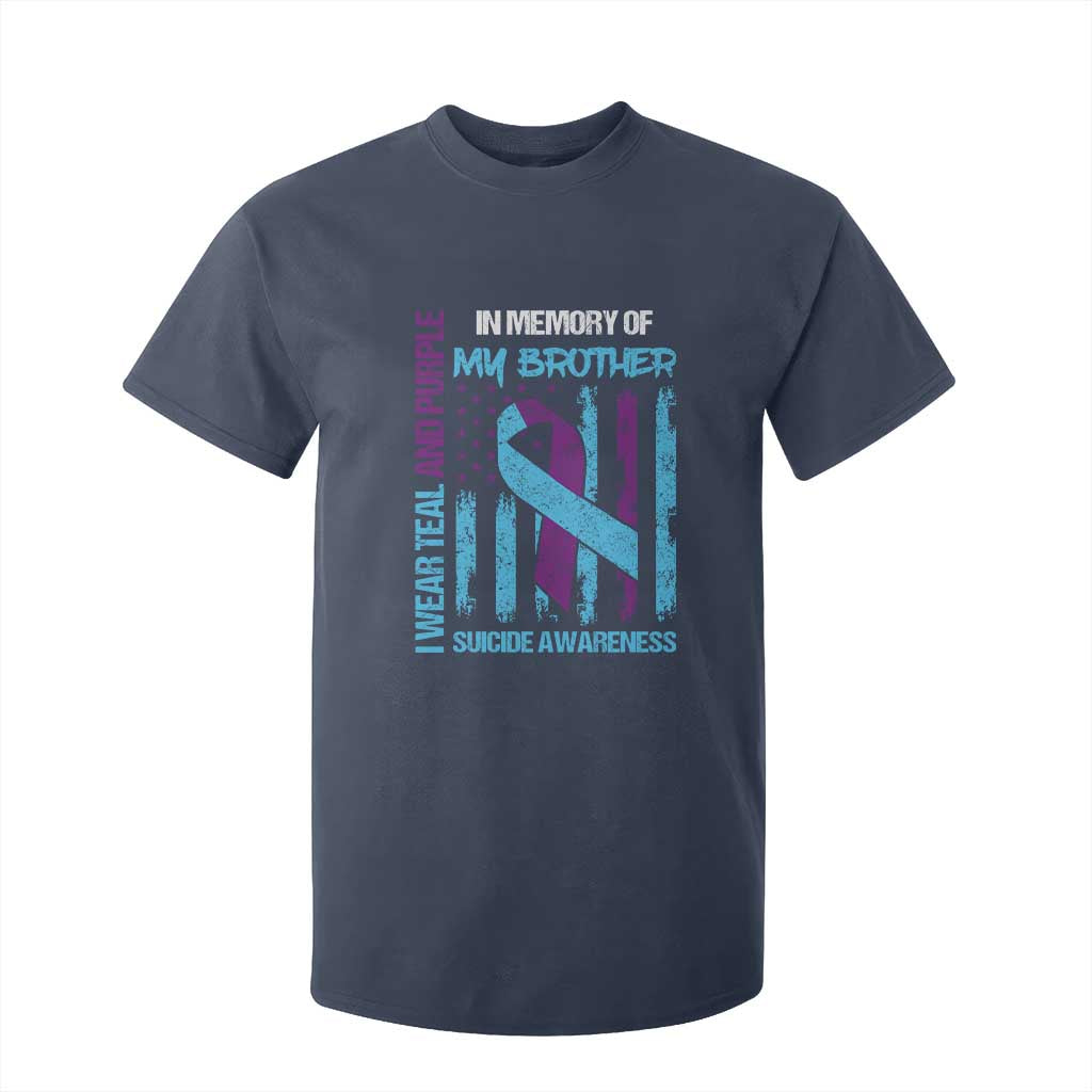 Suicide Prevention Support T Shirt For Kid Teal and Purple Ribbon for Brother
