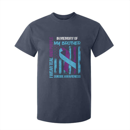 Suicide Prevention Support T Shirt For Kid Teal and Purple Ribbon for Brother