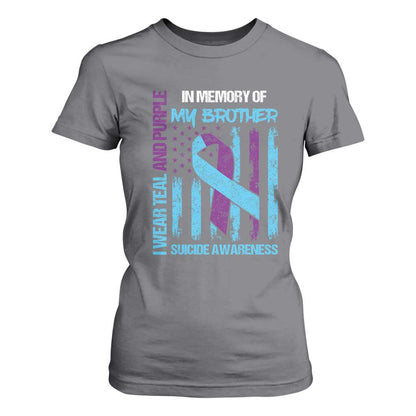 Suicide Prevention Support T Shirt For Women Teal and Purple Ribbon for Brother