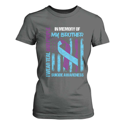 Suicide Prevention Support T Shirt For Women Teal and Purple Ribbon for Brother