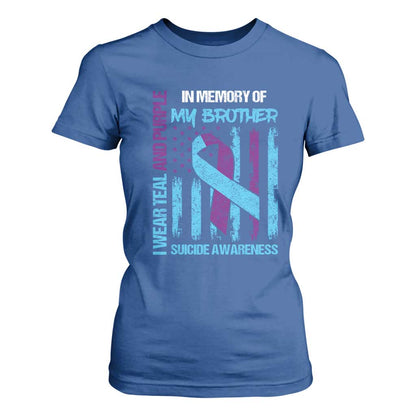 Suicide Prevention Support T Shirt For Women Teal and Purple Ribbon for Brother