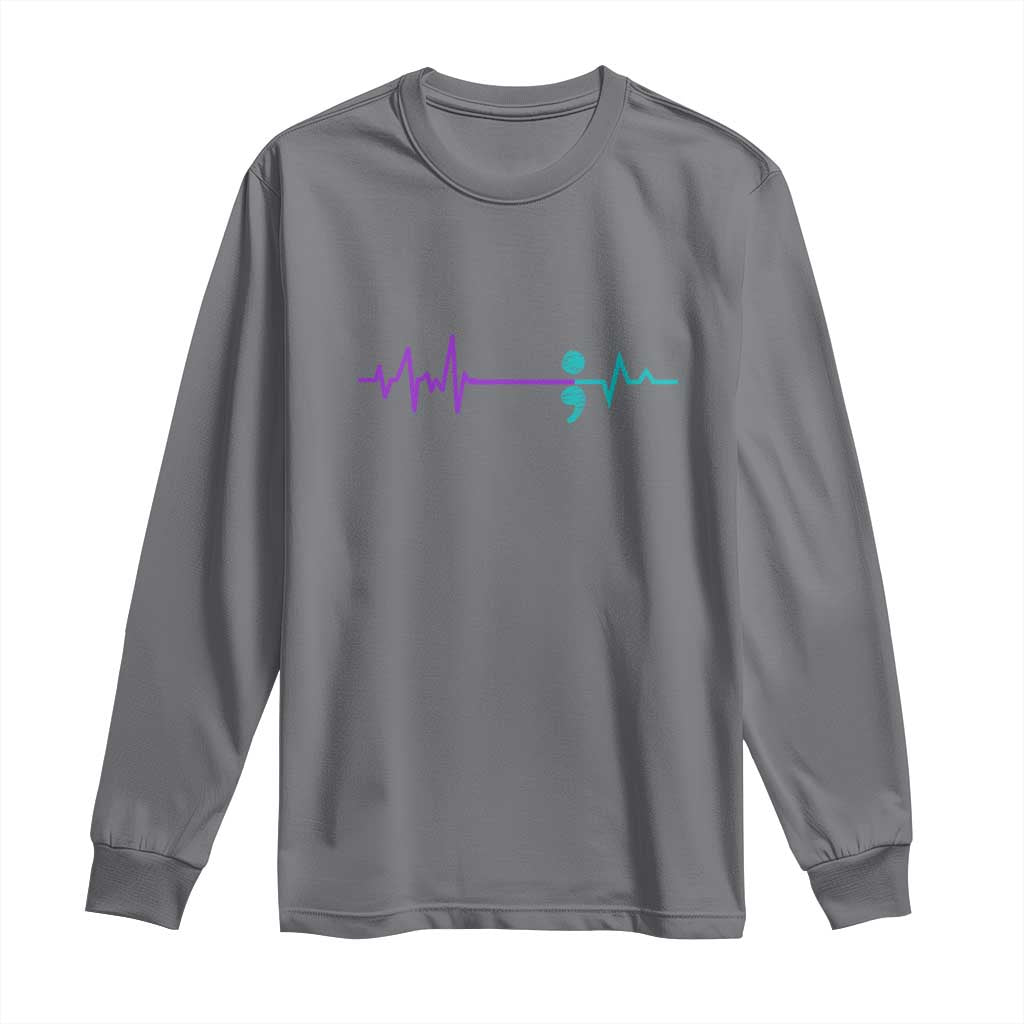 Suicide Prevention Support Long Sleeve Shirt Semicolon Stay Strong Design