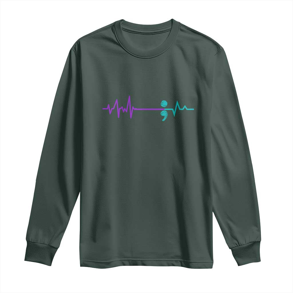 Suicide Prevention Support Long Sleeve Shirt Semicolon Stay Strong Design