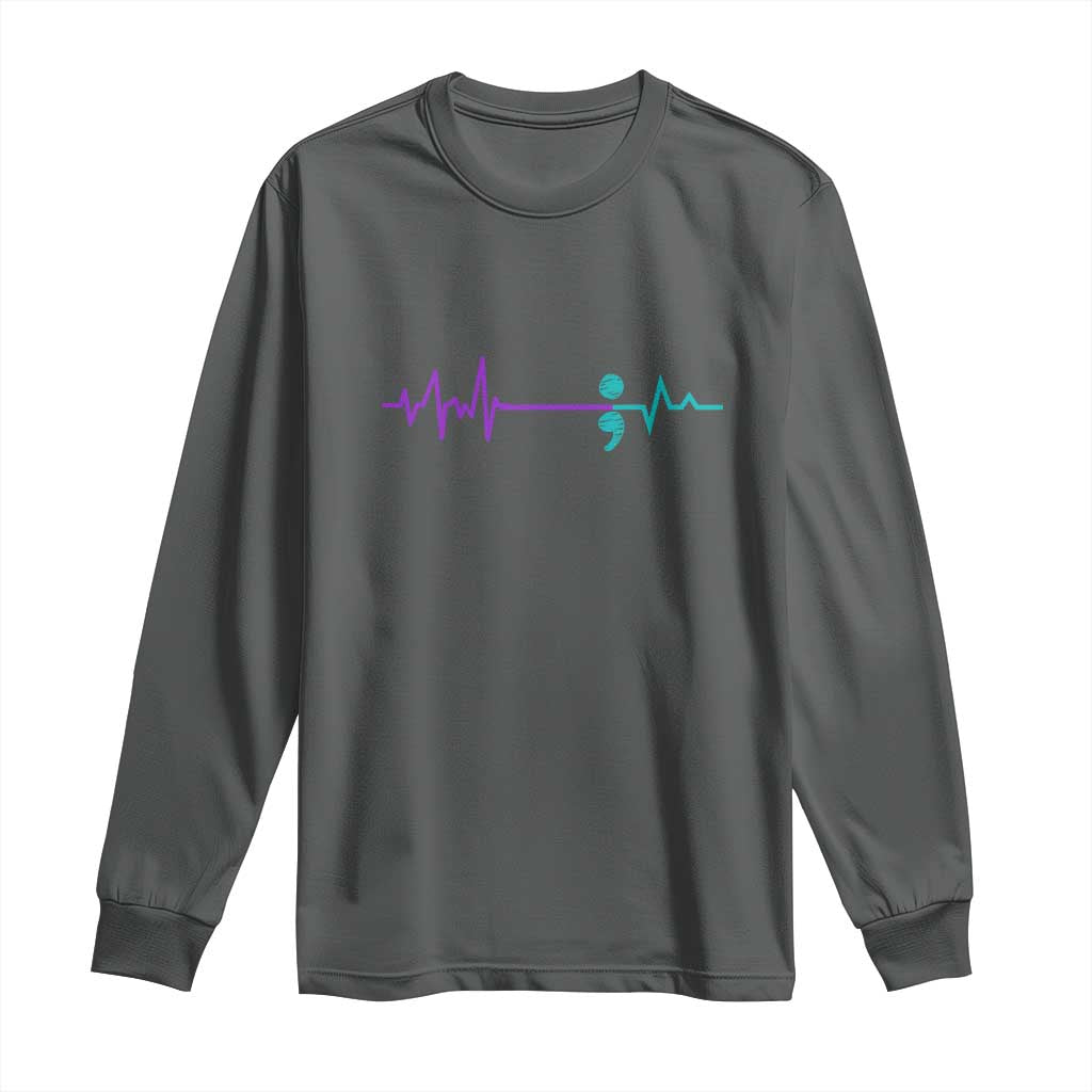 Suicide Prevention Support Long Sleeve Shirt Semicolon Stay Strong Design