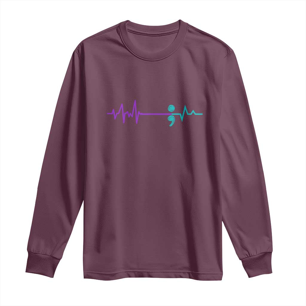 Suicide Prevention Support Long Sleeve Shirt Semicolon Stay Strong Design