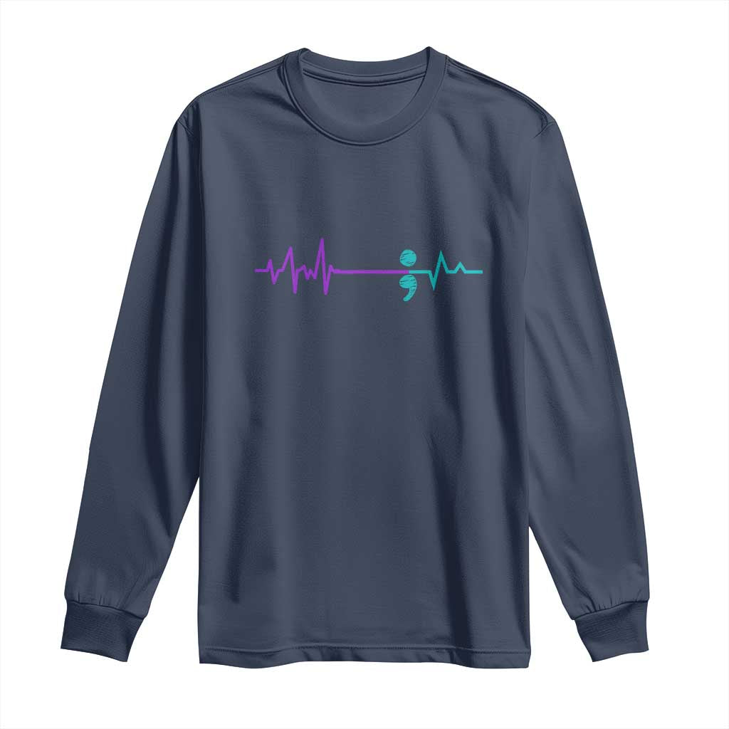 Suicide Prevention Support Long Sleeve Shirt Semicolon Stay Strong Design