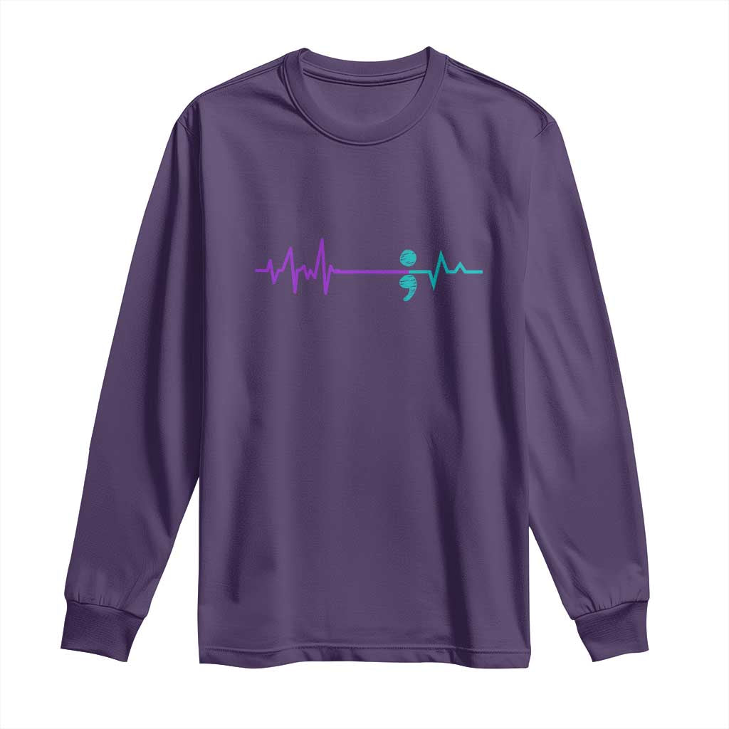 Suicide Prevention Support Long Sleeve Shirt Semicolon Stay Strong Design
