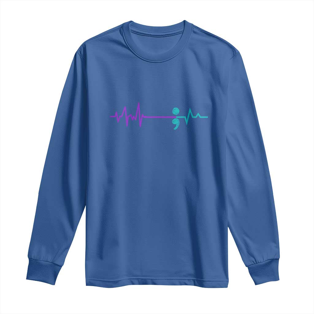 Suicide Prevention Support Long Sleeve Shirt Semicolon Stay Strong Design