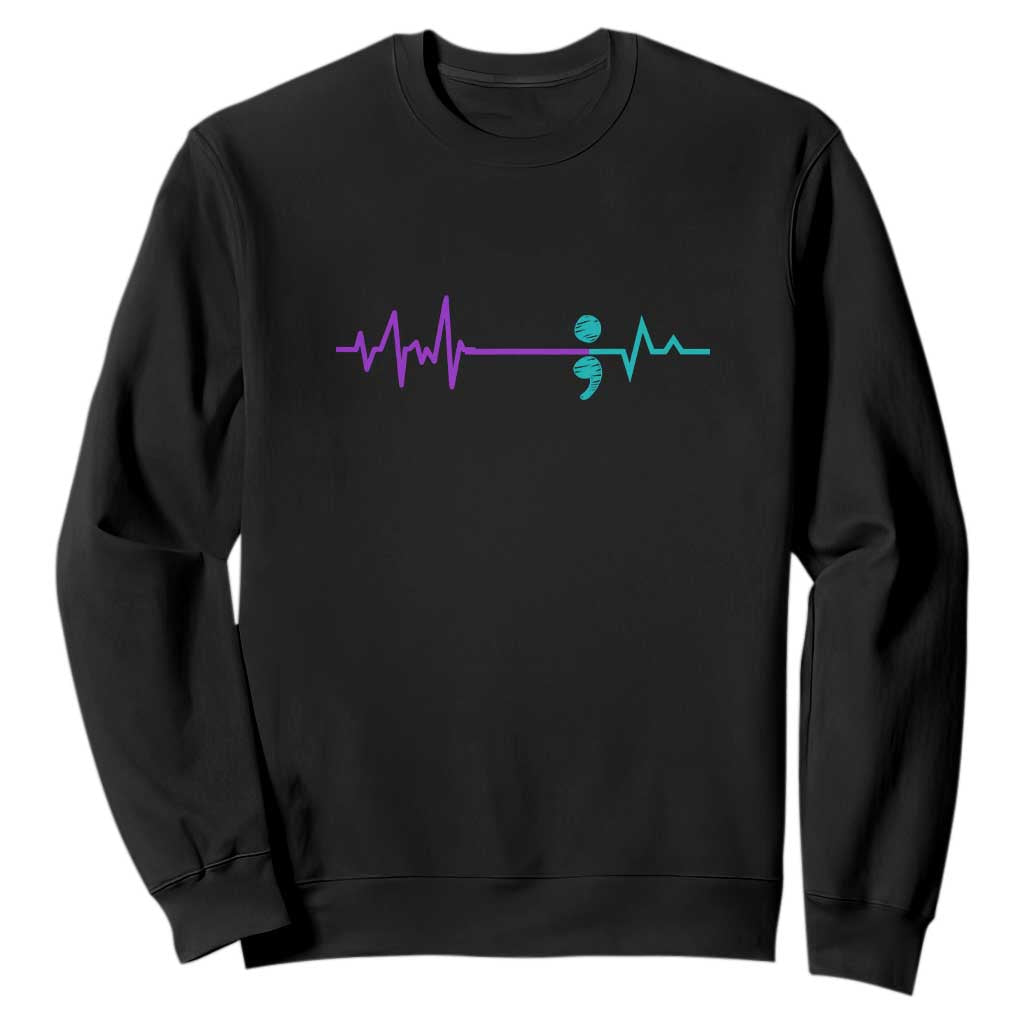 Suicide Prevention Support Sweatshirt Semicolon Stay Strong Design