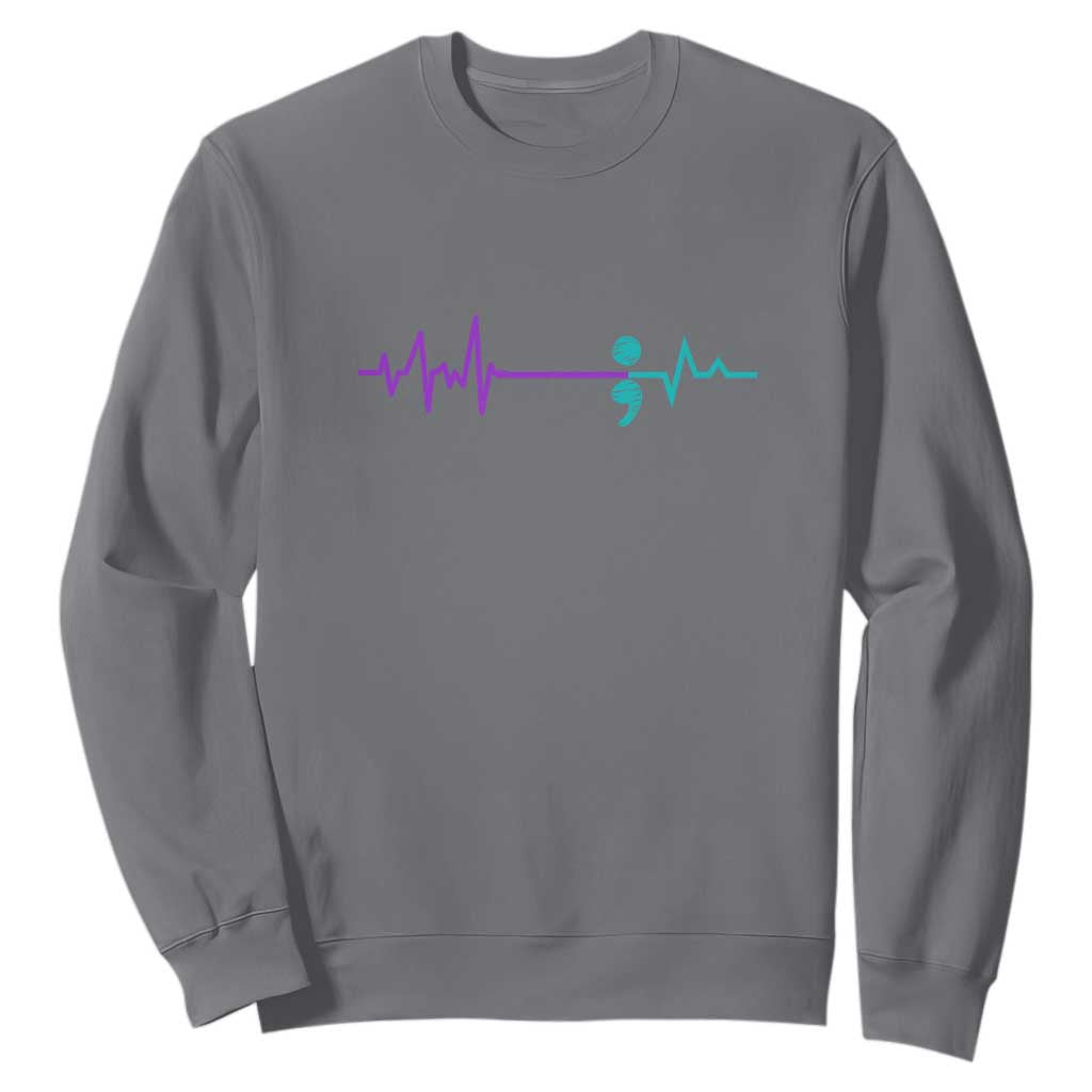 Suicide Prevention Support Sweatshirt Semicolon Stay Strong Design