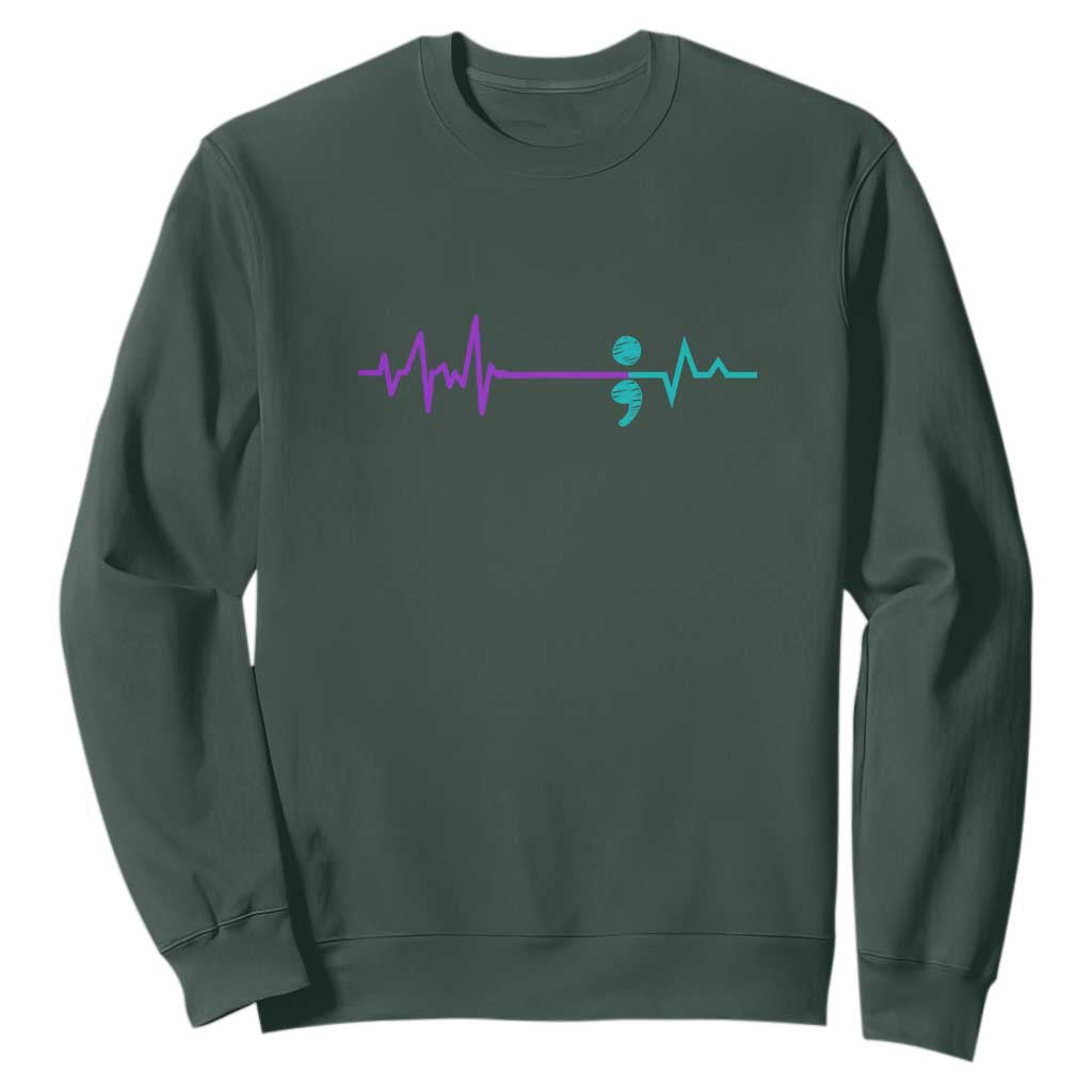 Suicide Prevention Support Sweatshirt Semicolon Stay Strong Design