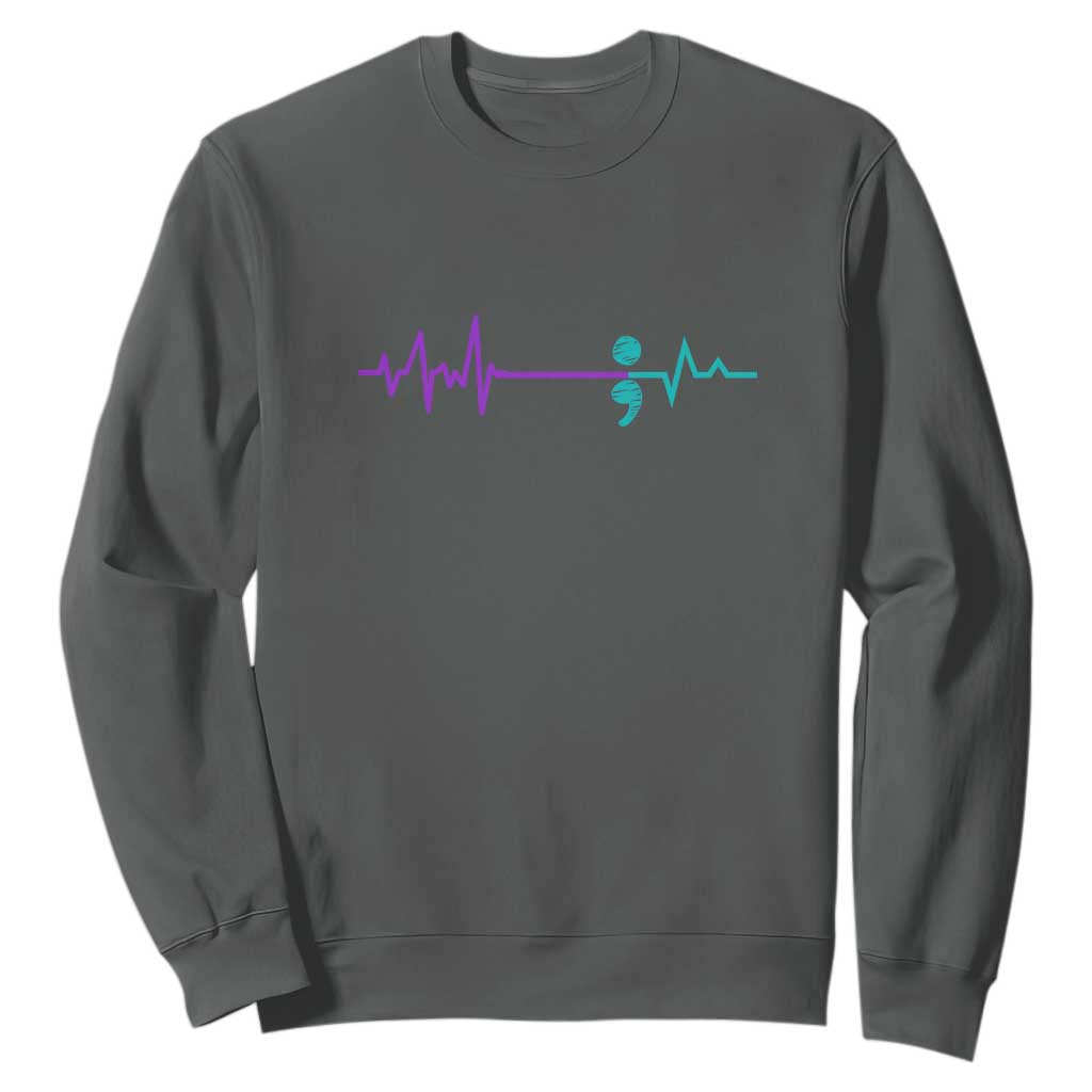 Suicide Prevention Support Sweatshirt Semicolon Stay Strong Design