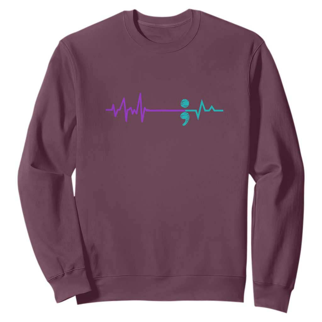 Suicide Prevention Support Sweatshirt Semicolon Stay Strong Design