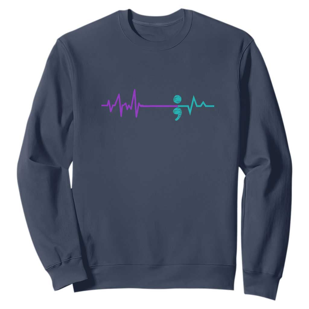 Suicide Prevention Support Sweatshirt Semicolon Stay Strong Design