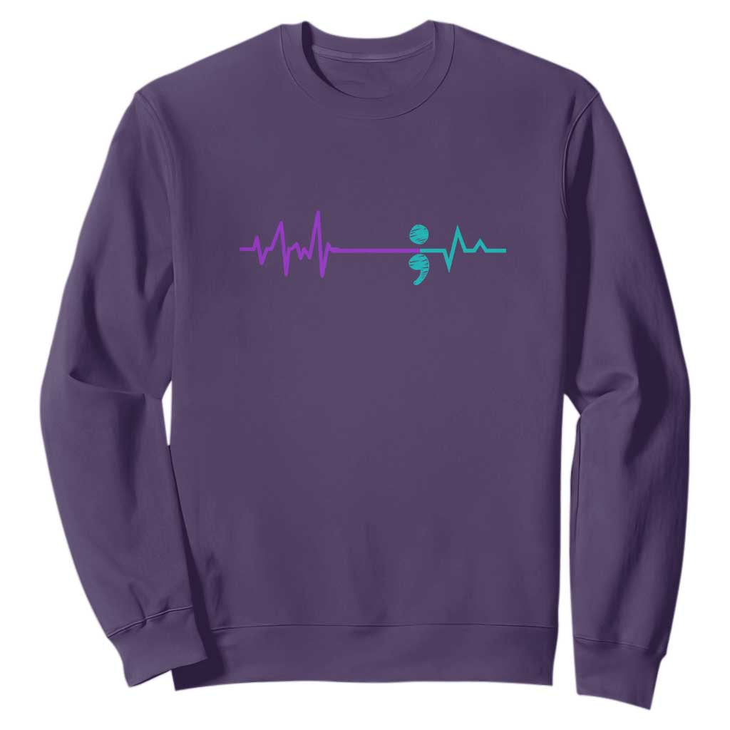 Suicide Prevention Support Sweatshirt Semicolon Stay Strong Design