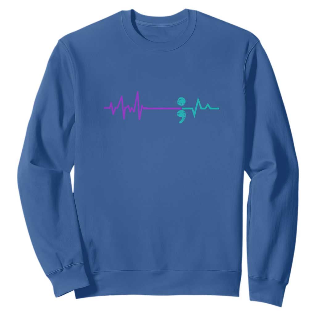 Suicide Prevention Support Sweatshirt Semicolon Stay Strong Design