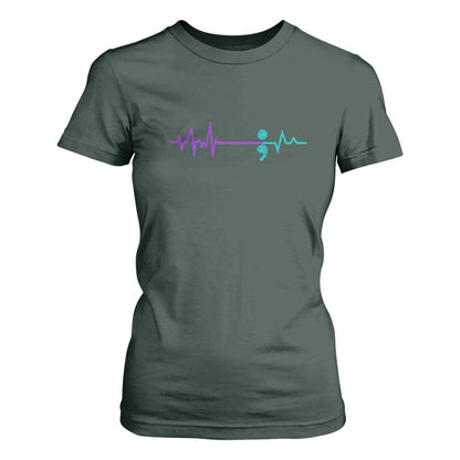 Suicide Prevention Support T Shirt For Women Semicolon Stay Strong Design