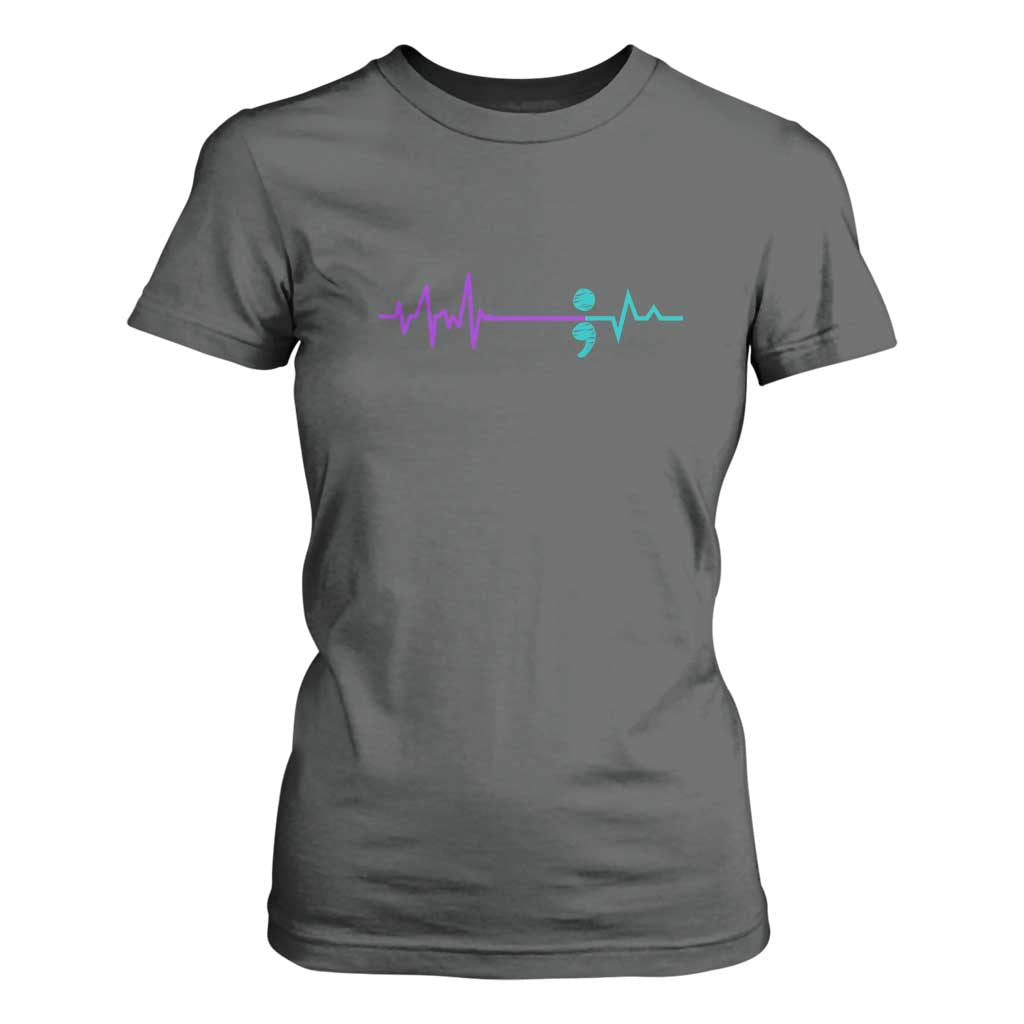 Suicide Prevention Support T Shirt For Women Semicolon Stay Strong Design