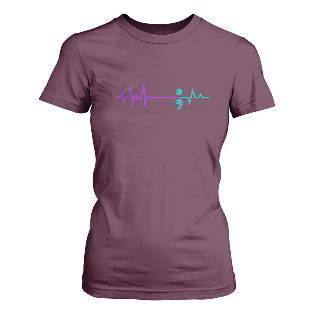 Suicide Prevention Support T Shirt For Women Semicolon Stay Strong Design