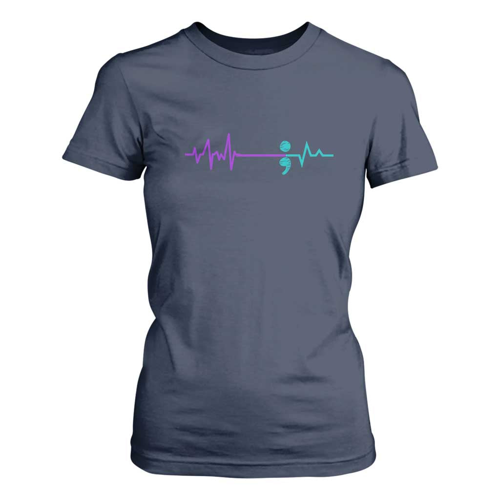 Suicide Prevention Support T Shirt For Women Semicolon Stay Strong Design