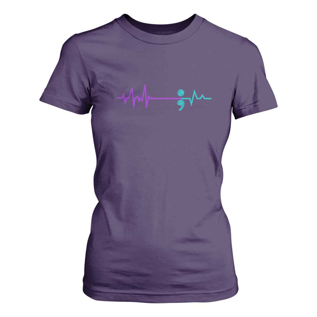 Suicide Prevention Support T Shirt For Women Semicolon Stay Strong Design