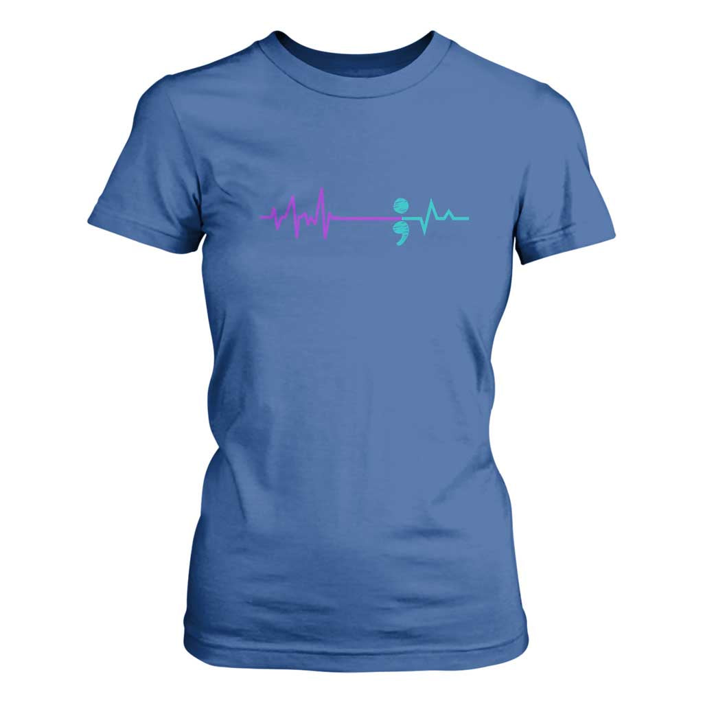 Suicide Prevention Support T Shirt For Women Semicolon Stay Strong Design