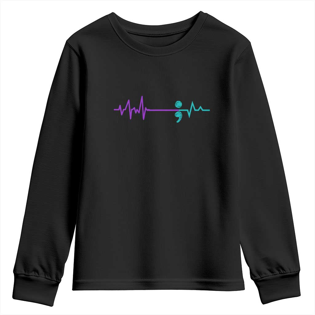 Suicide Prevention Support Youth Sweatshirt Semicolon Stay Strong Design