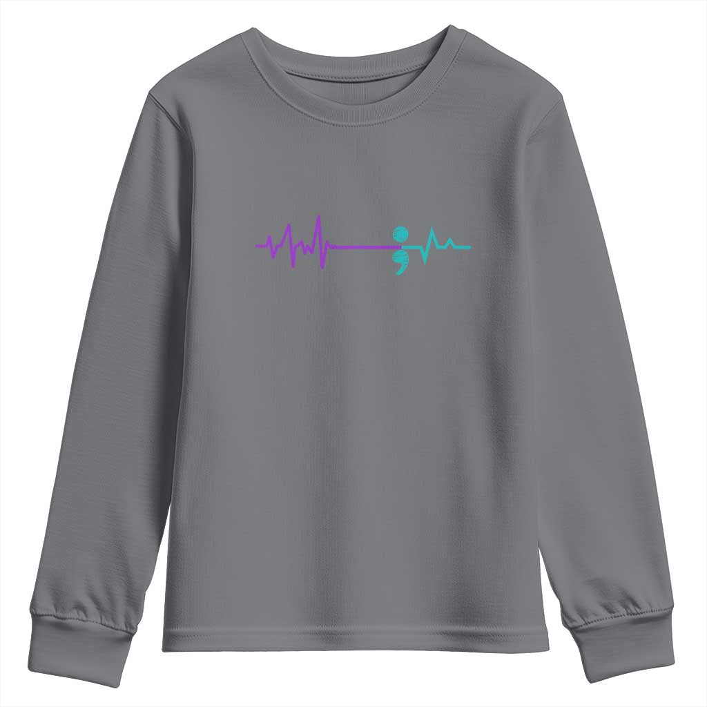 Suicide Prevention Support Youth Sweatshirt Semicolon Stay Strong Design