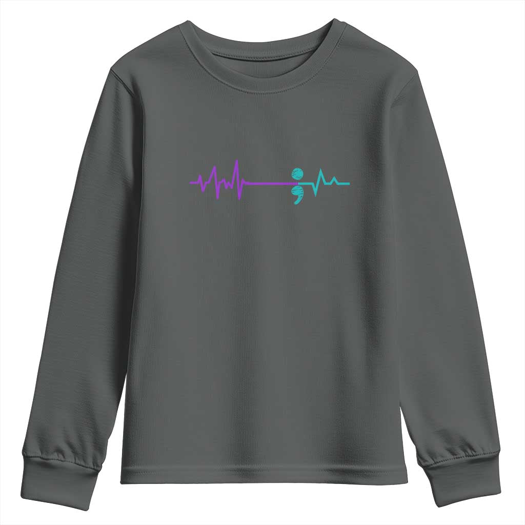Suicide Prevention Support Youth Sweatshirt Semicolon Stay Strong Design