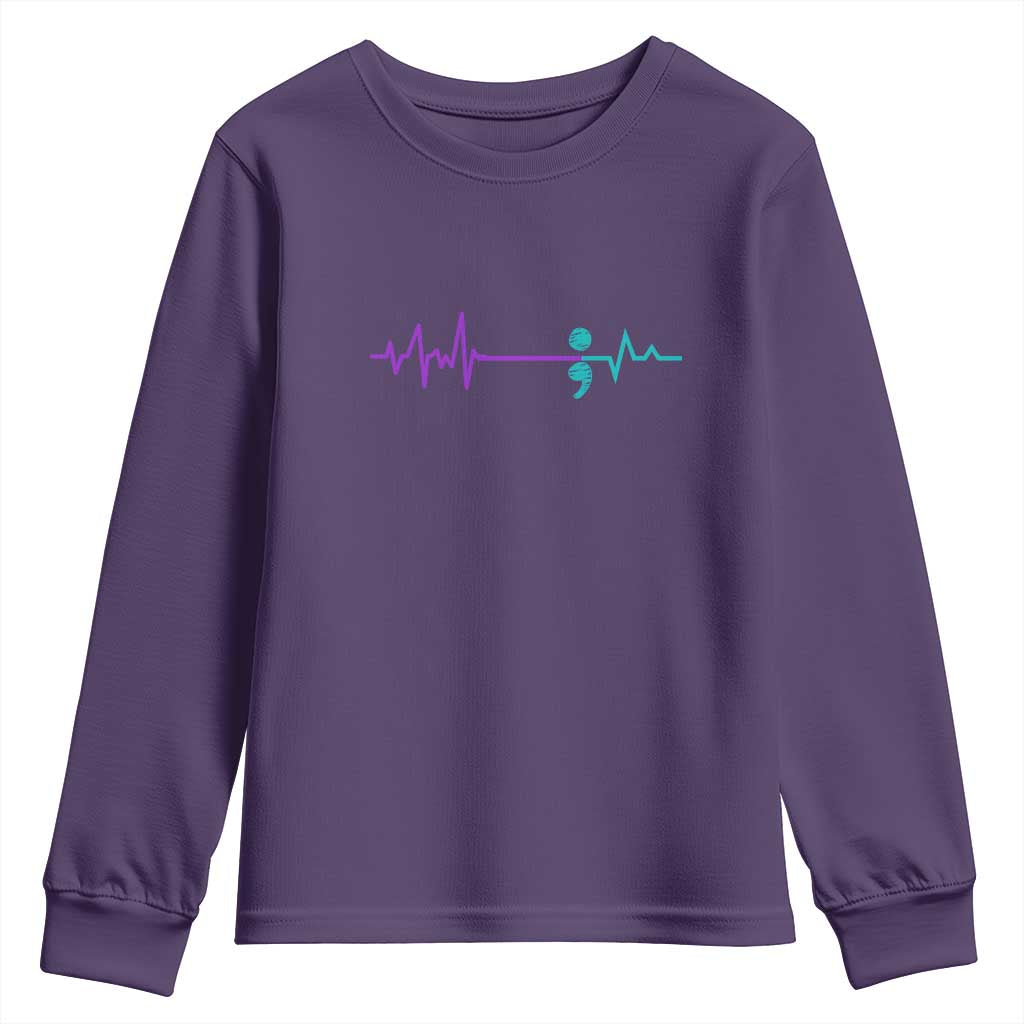 Suicide Prevention Support Youth Sweatshirt Semicolon Stay Strong Design
