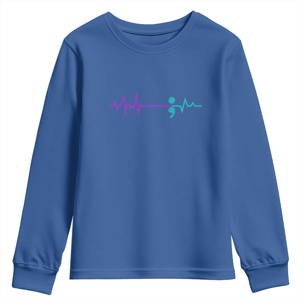 Suicide Prevention Support Youth Sweatshirt Semicolon Stay Strong Design