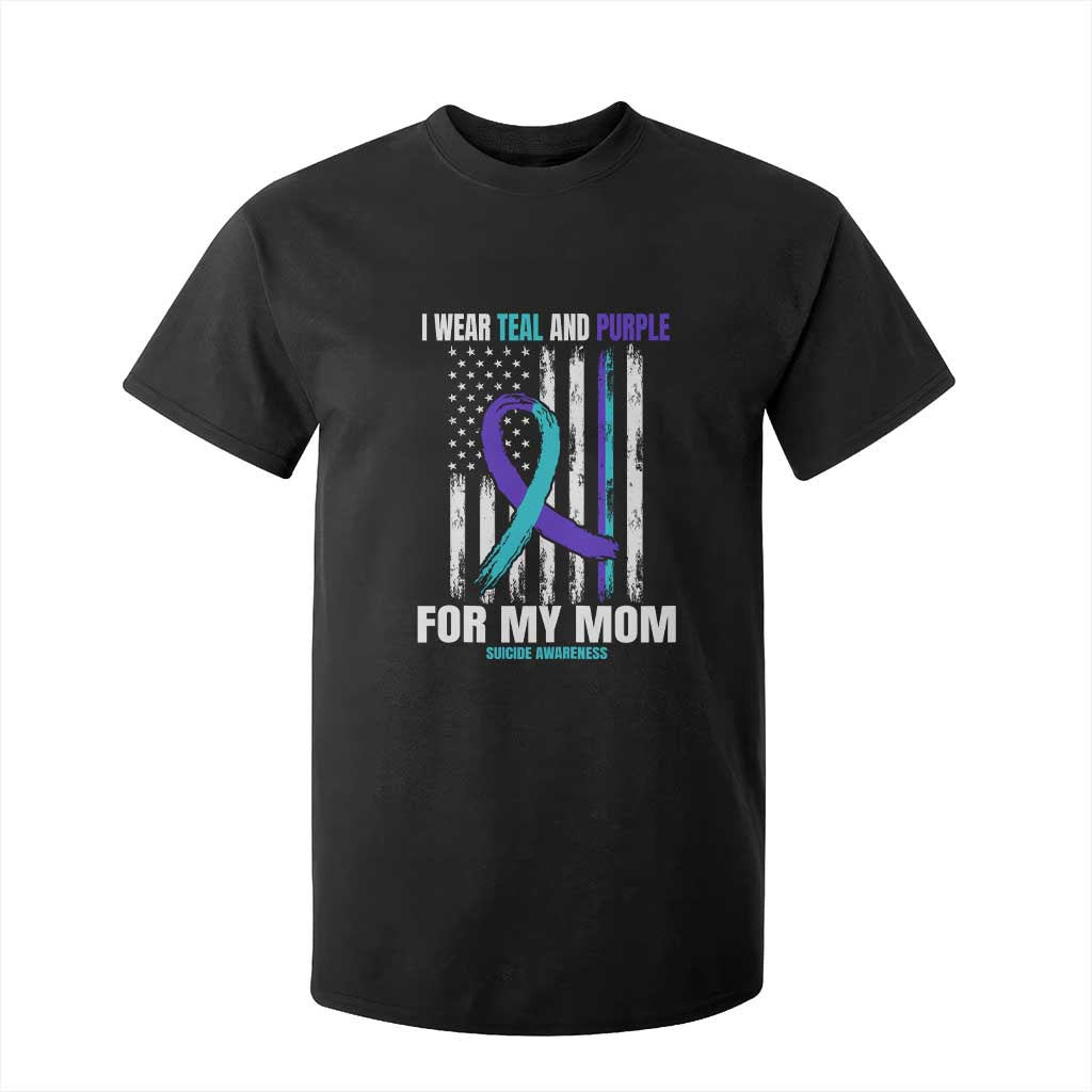 Suicide Prevention Support T Shirt For Kid I Wear Teal & Purple for Someone I Miss | Flag Design